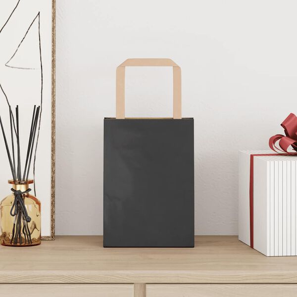 vidaXL Papp&iacute;rspokar 250 stk me&eth; Handf&ouml;ngum Svartir 15x8x21 cm