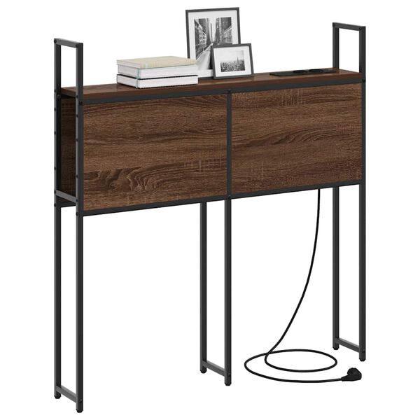 vidaXL Geymsluhefu me&eth; hle&eth;slust&ouml;&eth; me&eth; hillu br&uacute;n eik 102 x 15 x 98 cm