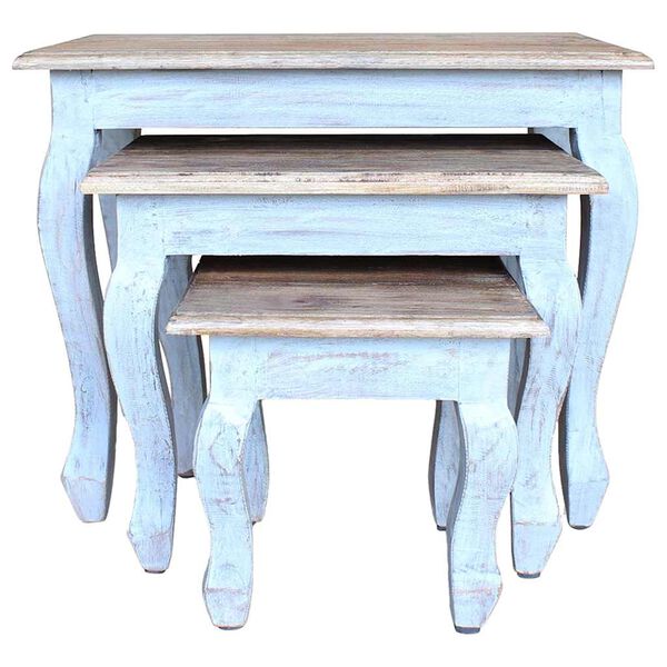 vidaXL Innskotsborð 3 Stk. Gegnheill Endurunninn Viður