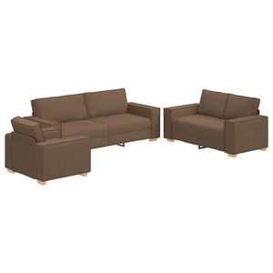 vidaXL S&oacute;fi 3 pcs Br&uacute;nn 220 x 80 x 84 cm L&iacute;n-blanda&eth;ur efni