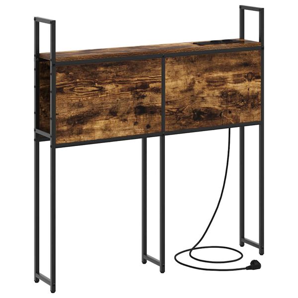 vidaXL Geymsluhefu me&eth; hle&eth;slust&ouml;&eth; me&eth; hillu Reykt eik 78 x 15 x 98 cm