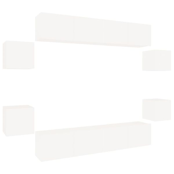 vidaXL 8 hluta Sjónvarpsskápasett Hvítur Samsettur Viður