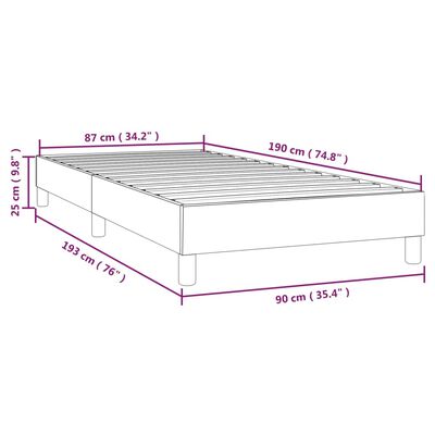 vidaXL Rúmgrind Grár 90x190 cm Gervileður