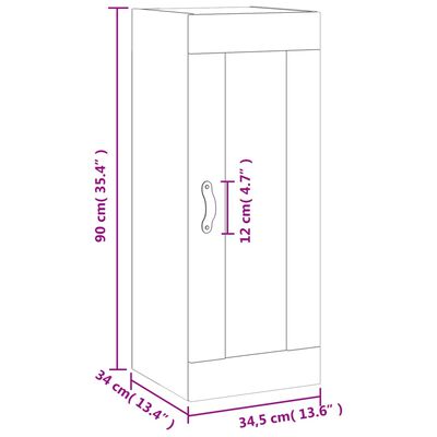 vidaXL Vegghengdur Skápur Sonoma Eik 34,5x34x90 cm