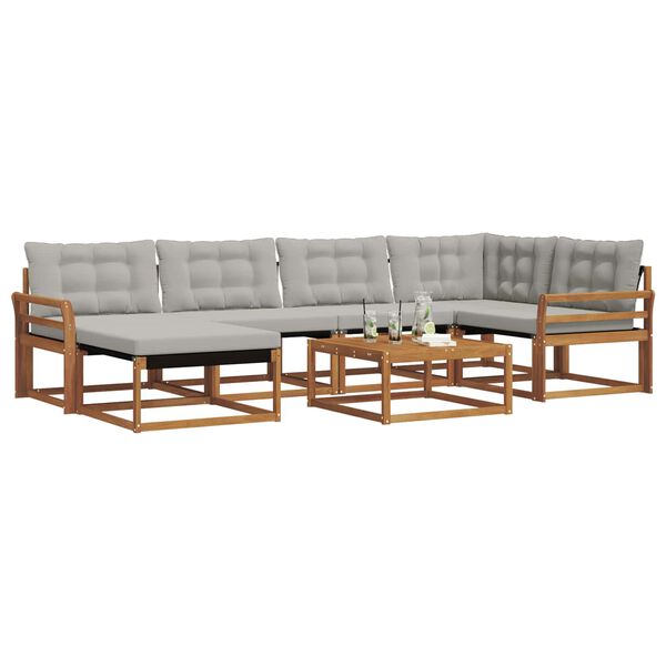 vidaXL &Uacute;ti s&oacute;fasett 7 pcs N&aacute;tt&uacute;rulegt og Lj&oacute;st Gr&aacute;tt Hrein akas&iacute;utr&eacute;