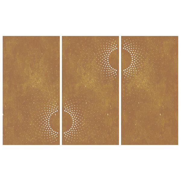 vidaXL Garðveggskreytingar 3 stk. 105x55 cm Corten Stál Sólarmynstur