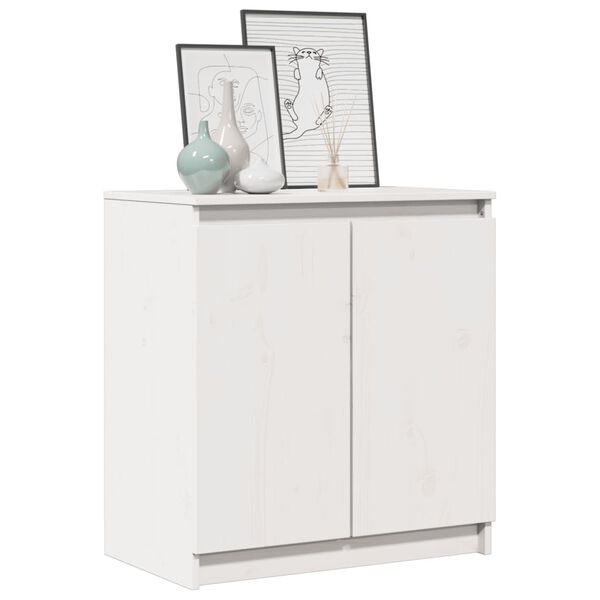 vidaXL Hliðarskápur Hvítur 60x36x65 cm Gegnheil Fura