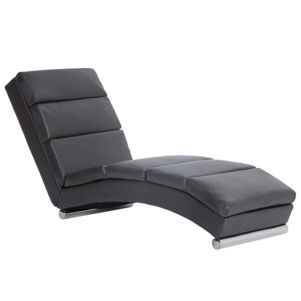 281293 vidaXL Chaise Longue Grey Faux Leather