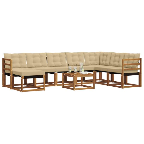 vidaXL &Uacute;ti s&oacute;fasett me&eth; p&uacute;&eth;i 9 pcs N&aacute;tt&uacute;rulegt og B&eacute;ig