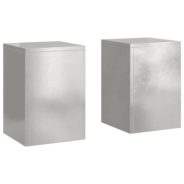 vidaXL Bl&oacute;mastandur 2 pcs Silfur 24 x 24 x 35 cm stainless steel