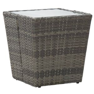 vidaXL Tebor&eth; Gr&aacute;tt 41,5x41,5x43 cm P&oacute;l&yacute;rattan og Hert Gler