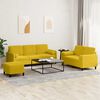 vidaXL 3 hluta S&oacute;fasett me&eth; Sessum Gult Flauel