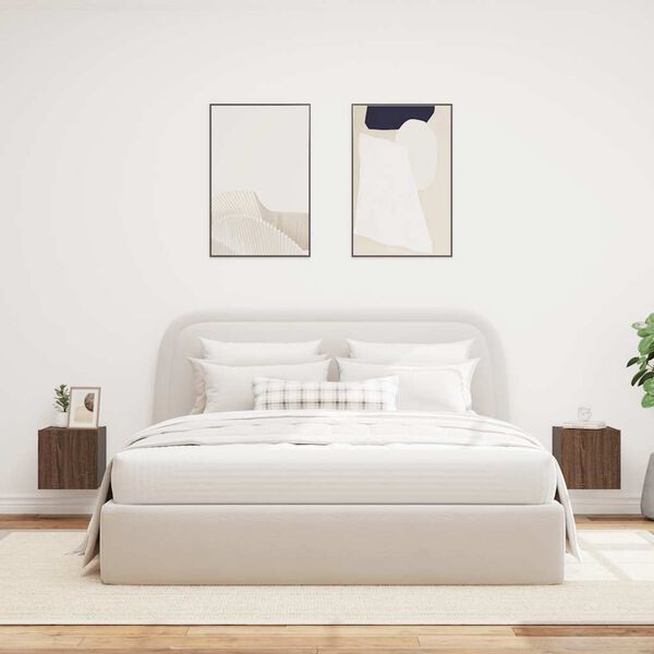 vidaXL Veggsj&oacute;nvarpssk&aacute;par m/LED-Lj&oacute;sum 2 stk. Br&uacute;n Eik 30,5x35x30 cm