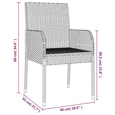 vidaXL 5 Hluta Garðborðstofusett með Sessum Svart Pólýrattan