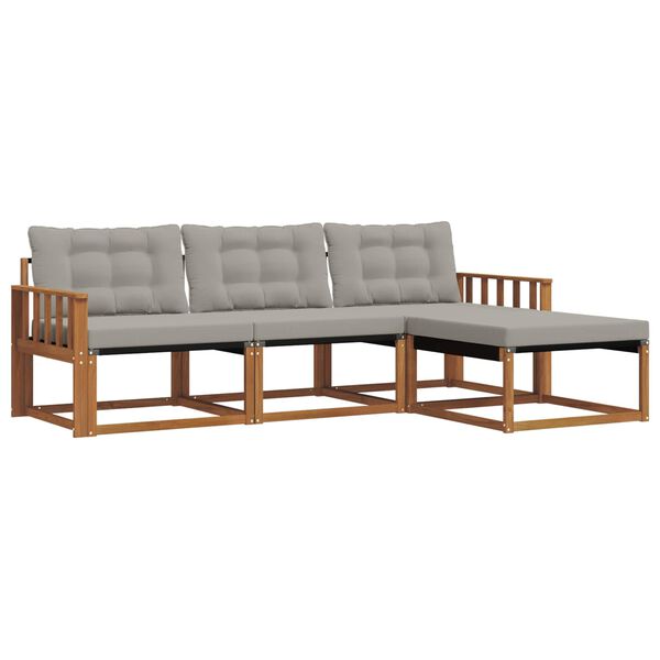 vidaXL &Uacute;ti s&oacute;fasett me&eth; p&uacute;&eth;i 4 pcs N&aacute;tt&uacute;rulegt og Lj&oacute;st Gr&aacute;tt