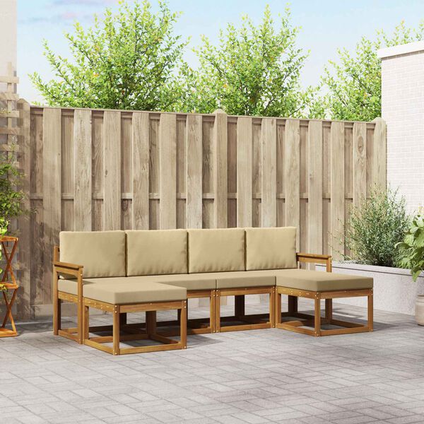 vidaXL &Uacute;ti s&oacute;fasett me&eth; p&uacute;&eth;i 6 pcs N&aacute;tt&uacute;rulegt og B&eacute;ig Samsettur vi&eth;ur