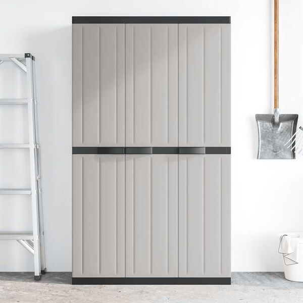 vidaXL Útigeymsluskápur Grár og Svartur 97x37x165 cm PP