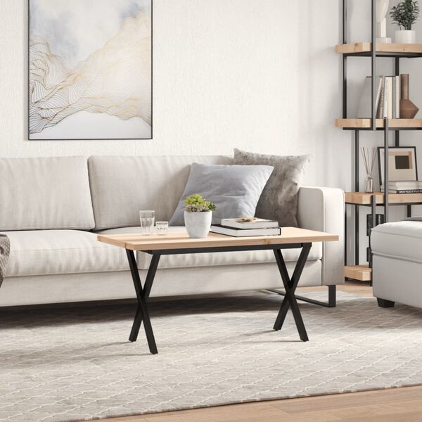 vidaXL S&oacute;fabor&eth; X-grind 90x40x45,5 cm Gegnheil Fura og Steypuj&aacute;rn