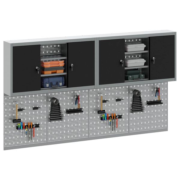 vidaXL Verkf&aelig;rask&aacute;pasett me&eth; hillu 6 pcs Svartur Dufth&uacute;&eth;a&eth; st&aacute;l