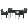 vidaXL Gar&eth;ur bor&eth;sett 5 pcs Svartur og gr&aacute;r PE rattan