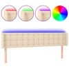 vidaXL LED h&ouml;fu&eth;gafl krem 203x16x78/88 cm Efni
