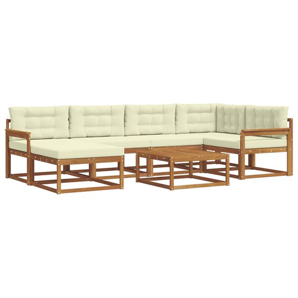 vidaXL &Uacute;ti s&oacute;fasett me&eth; p&uacute;&eth;i 7 pcs N&aacute;tt&uacute;rulegt og Krem