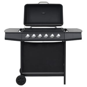 vidaXL Gasgrill með 6 Eldunarsvæðum Stál Svart