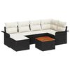 vidaXL Gar&eth;s&oacute;fa sett me&eth; p&uacute;&eth;i 7 pcs Svartur p&oacute;l&yacute;rattan