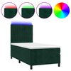 vidaXL H&oacute;lfa&eth; Springr&uacute;m me&eth; D&yacute;nu&LED D&ouml;kkgr&aelig;nt 90x190 cm Flauel