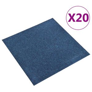 vidaXL Teppaflísar 20 stk. 5 m² 50x50 cm Dökkbláar
