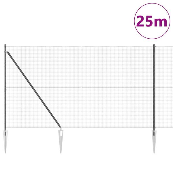 vidaXL Gir&eth;ingarp&oacute;stur Gr&aacute;r 25 x 1,5 m (25 x 25 mm vef) St&aacute;l