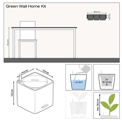 LECHUZA Gróðurker 3 stk. "Green Wall Home Kit" Hvít