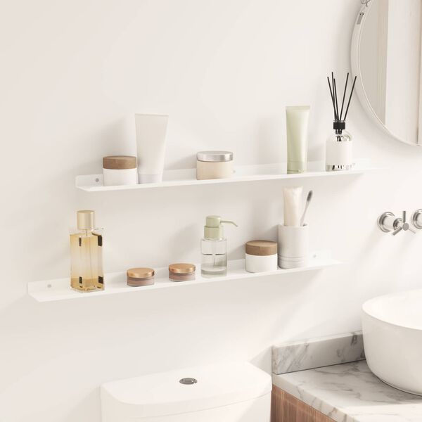 vidaXL Flj&oacute;tandi skrifbor&eth; Vegghengt 2 pcs Hv&iacute;t 80 x 9 x 2,5 cm St&aacute;l