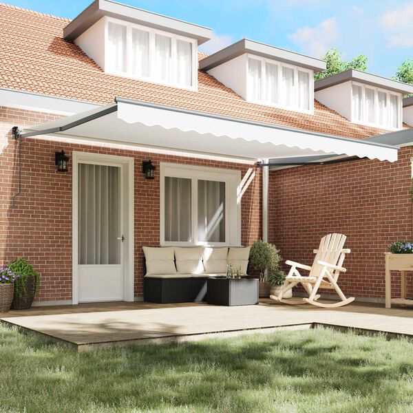 vidaXL S&oacute;lskermur Hv&iacute;tt 450 x 300 x 165 cm P&oacute;l&yacute;ester og m&aacute;lmur