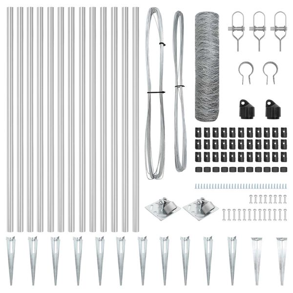 vidaXL Gir&eth;ingarp&oacute;stur Silfur 25 x 1 m (36 mm net) St&aacute;l