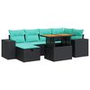 vidaXL 7 stykki gar&eth;s&oacute;fasett me&eth; p&uacute;&eth;um Grey Poly Rattan Akas&iacute;uvi&eth;ur