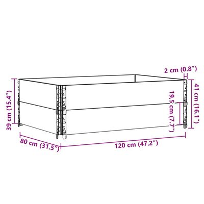 vidaXL Gróðurker Svart 120x80 cm Gegnheil Fura