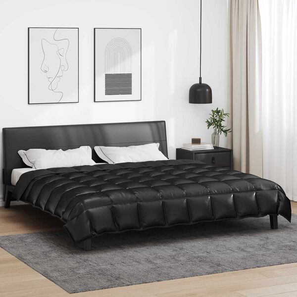 vidaXL Vetrar s&aelig;ng Svartur 200 x 220 cm Sat&iacute;n og microfiber