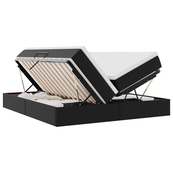 vidaXL R&uacute;m me&eth; geymslur&yacute;mi og d&yacute;nu Svartur 180 x 200 cm Gervile&eth;ur