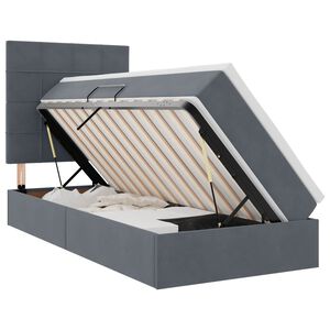 vidaXL R&uacute;m me&eth; geymslur&yacute;mi og d&yacute;nu D&ouml;kk gr&aacute; 90 x 190 cm Flauel