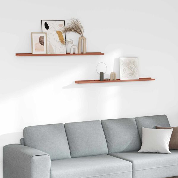 vidaXL Vegghylla me&eth; hillu 2 pcs Rau&eth;ur 115 x 9 x 3 cm Samsettur vi&eth;ur