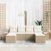 vidaXL Gar&eth;s&oacute;fa sett me&eth; p&uacute;&eth;i 6 pcs Beige og krem Poly Rattan