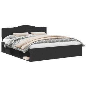 vidaXL Ramsv&iacute;k me&eth; h&ouml;fu&eth;gafl Svartur 200 x 200 cm Solid furuhikk