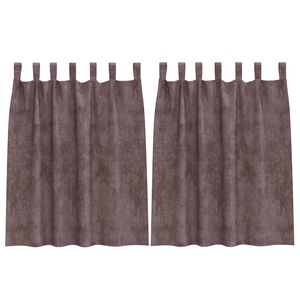 vidaXL Flauels skaut með gluggatjöldum 2 pcs Brúnn 140 x 140 cm Flauel