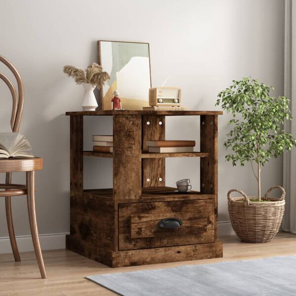 vidaXL Hli&eth;arbor&eth; Reykt&oacute;na Eikarlitur 50x50x60 cm Samsettur Vi&eth;ur