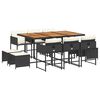 vidaXL 11 Parta Gar&eth;bor&eth;stofusett me&eth; Sessum Svart P&oacute;l&yacute;rattan