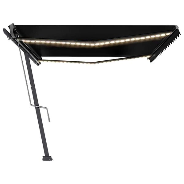 vidaXL Sj&aacute;lfvirkt Syggni me&eth; LED&Vindskynjara 500x300 cm Reykgr&aacute;tt