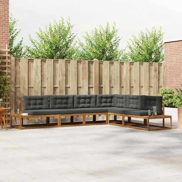 vidaXL &Uacute;ti s&oacute;fasett 6 Stykki N&aacute;tt&uacute;rulegt og Antrac&iacute;t