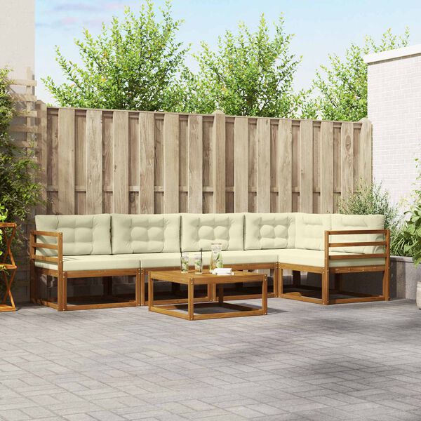 vidaXL &Uacute;ti s&oacute;fasett me&eth; p&uacute;&eth;i 6 pcs N&aacute;tt&uacute;rulegt og Krem