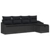 vidaXL S&oacute;fasett me&eth; p&uacute;&eth;i me&eth; geymslu 5 pcs Svartur p&oacute;l&yacute;rattan